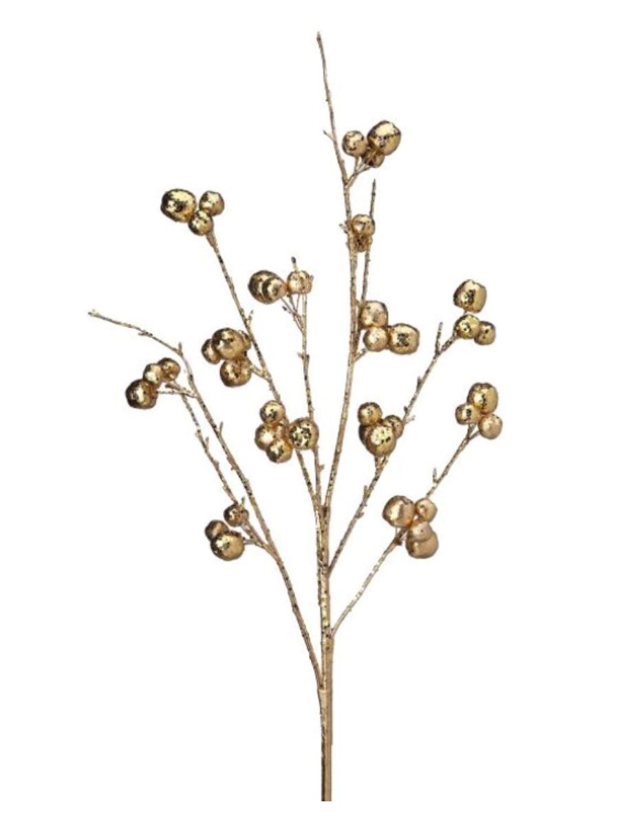 36" Metallic Gold Crabapple Spray Faux Florals Regency International 