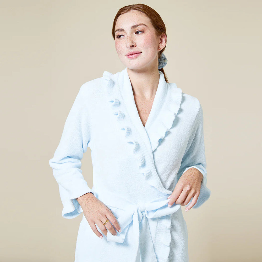 36" Ruffle Chenille Robe - Light Blue Womens Robes Softies 