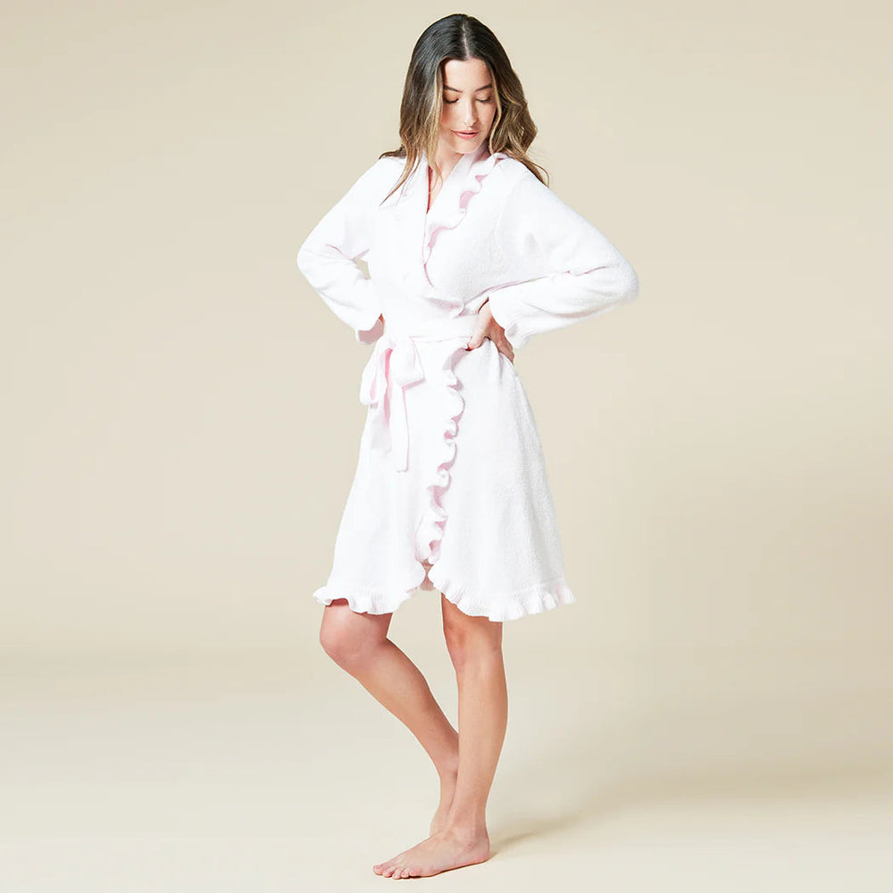 36" Ruffle Chenille Robe - Light Pink Womens Robes Softies 