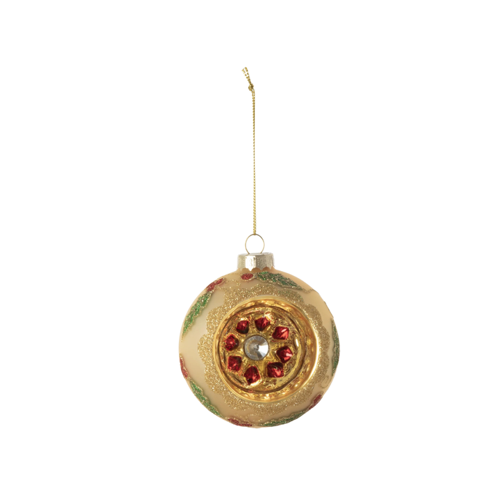 Holly Reflector Ball Ornament