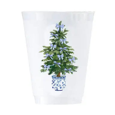 Shatterproof Cups - Blue Bow Christmas Tree