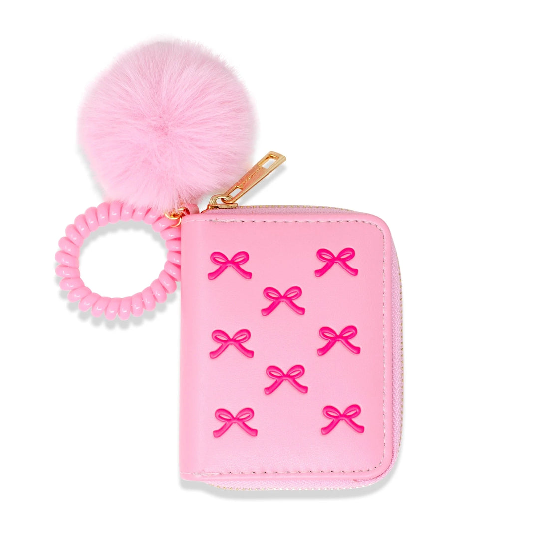 3D Bow Pom Pom Zip Wallet - Pink Wallet Tiny Treats and Zomi Gems 