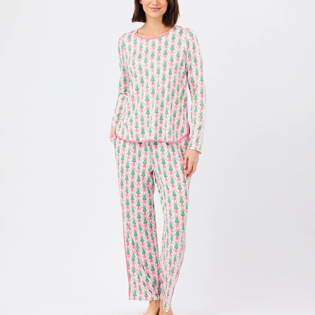 Melody Pajama Pant Set - Winter Pines Pink