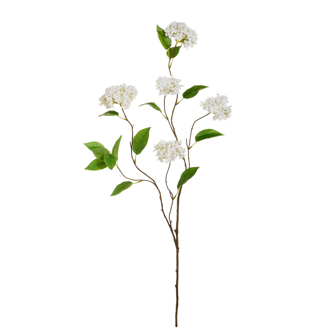 45" Snowball Hydrangea Branch Faux Florals RAZ White 