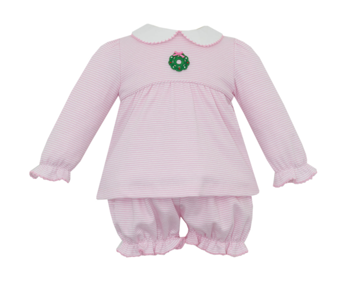 Pink Knit Stripe Set - Wreath