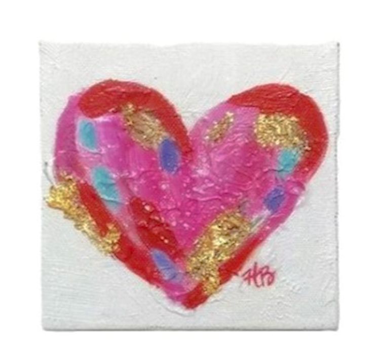 4x4 Handpainted Canvas Heart Valentines Decor Trade Cie 