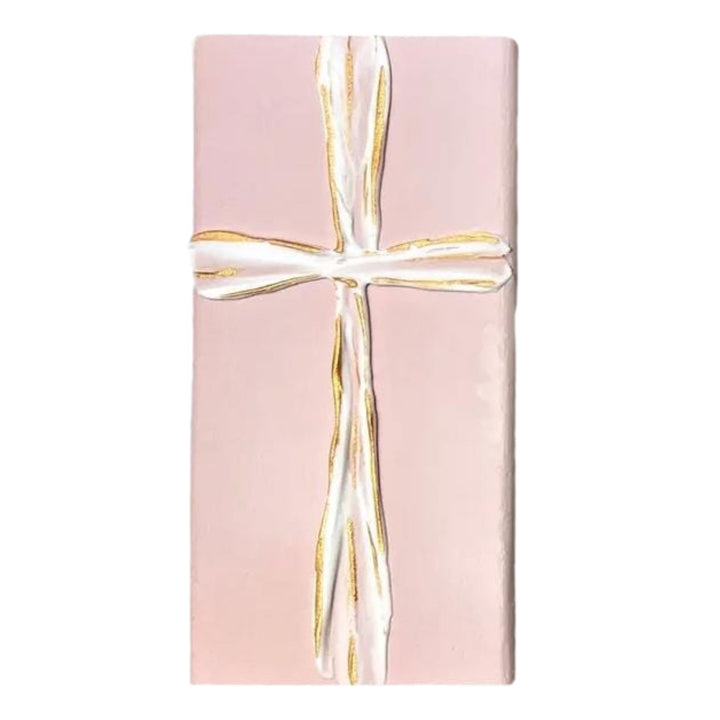 4x7 White and Gold Cross Blocks Inspirational Decor Ten Twenty Six Design Pink 