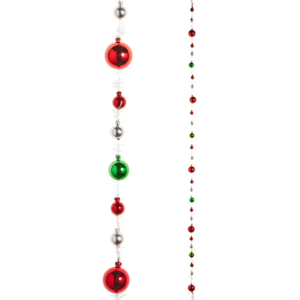 5' Red, Green and Silver Ball Garland Garland RAZ 