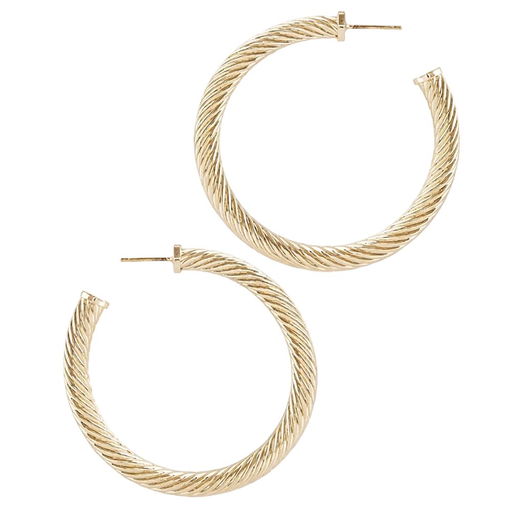 50mm Metallic Twisted Hoops Womens Earrings Golden Stella 
