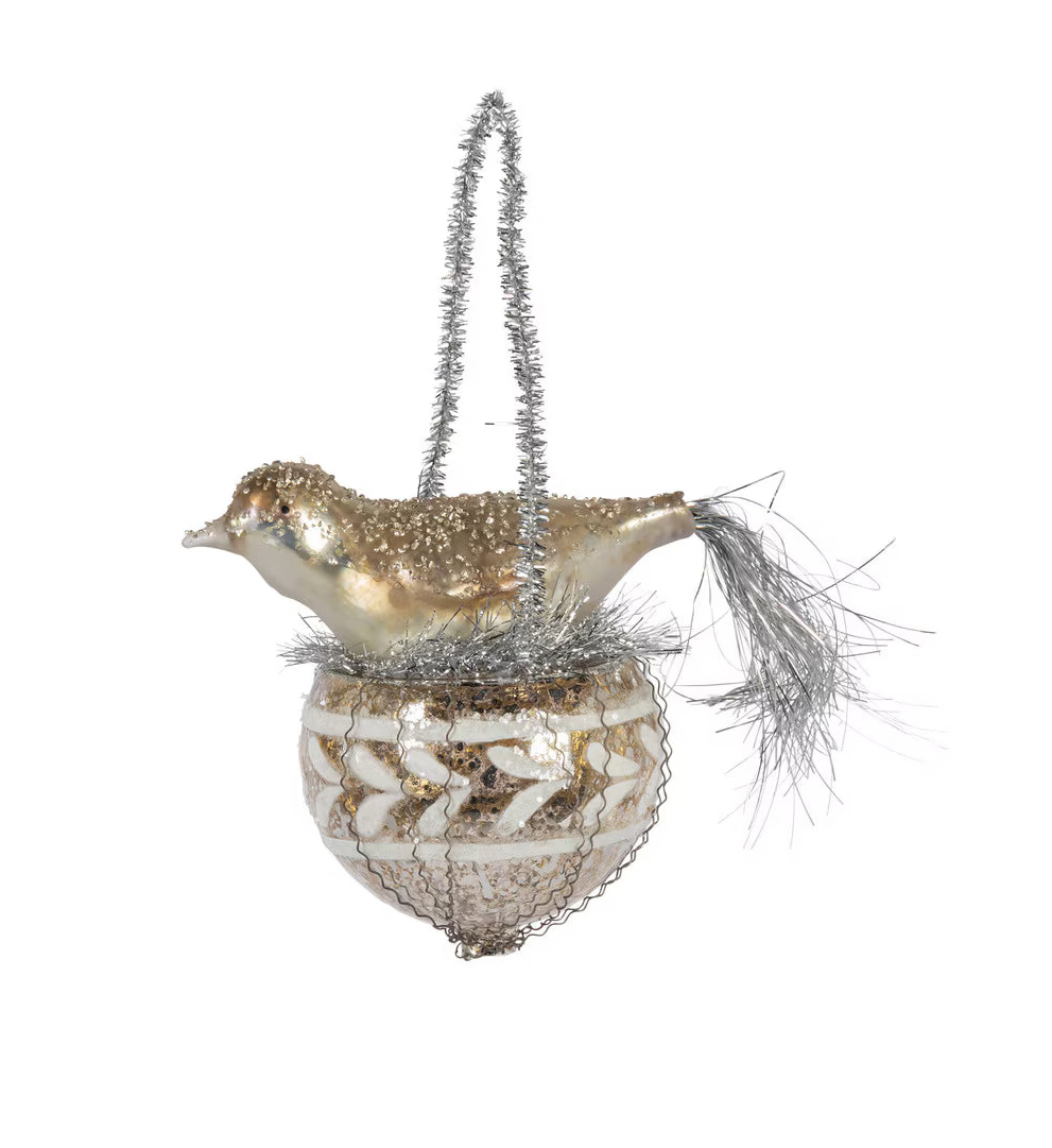 6.25" Glass Nesting Bird Ornament Christmas Ornament Park Hill 