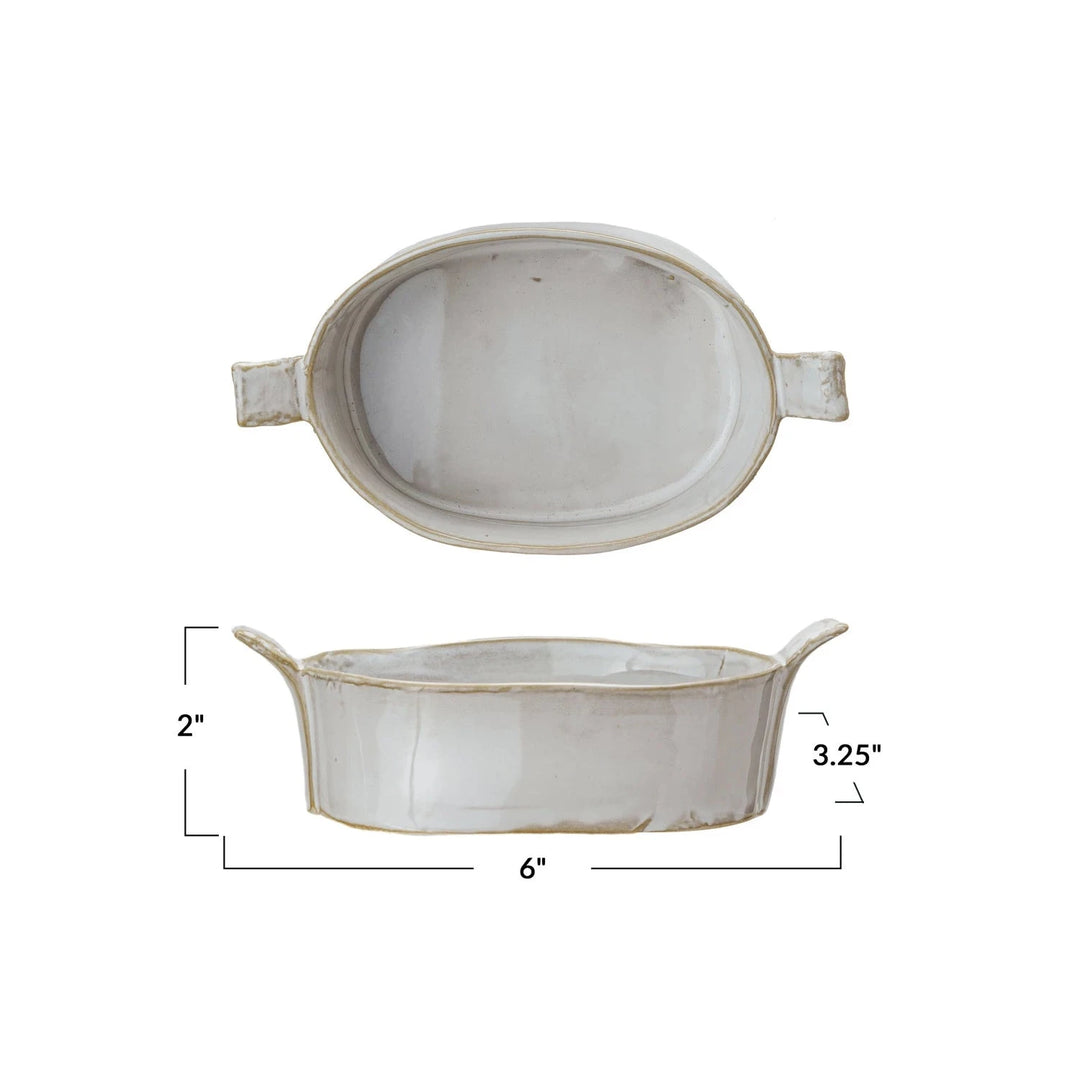 7 oz. Stoneware Mini Baker w/ Handles Bakeware Creative Co-Op 