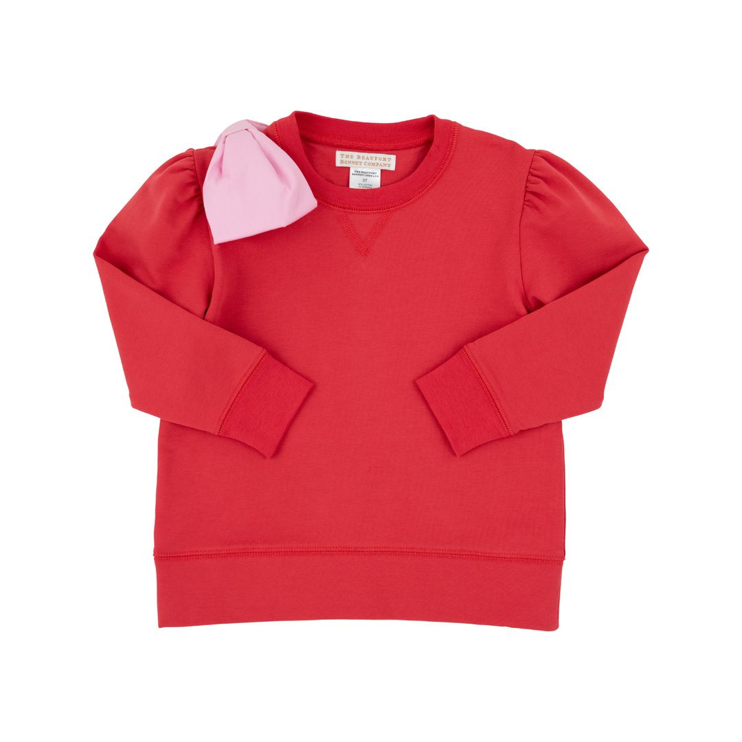 Cassidy Crewneck Bow Puff Sleeve - Richmond Red