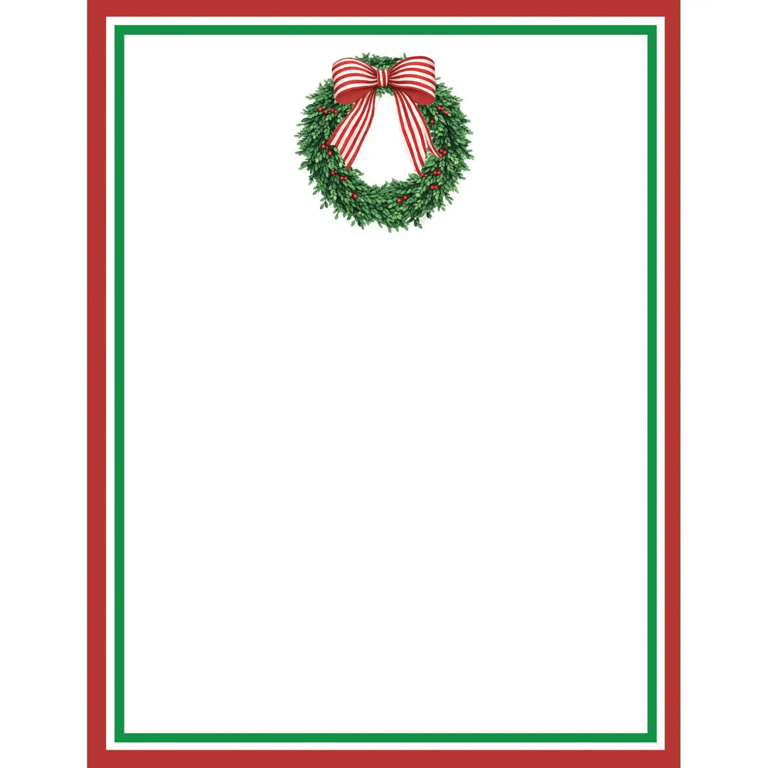 Wreath With Striped Bow Notepad