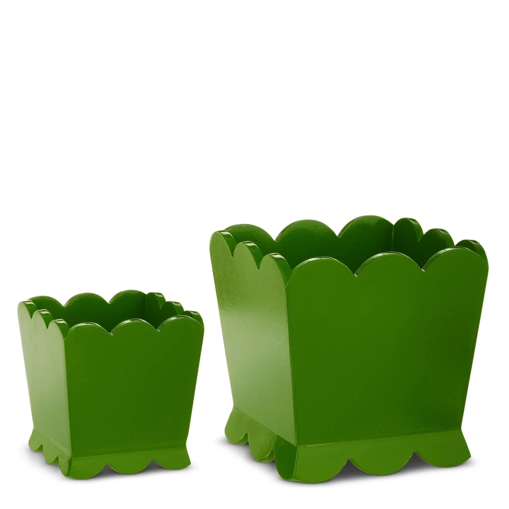 8.5" Green Scalloped Planter Planter RAZ 