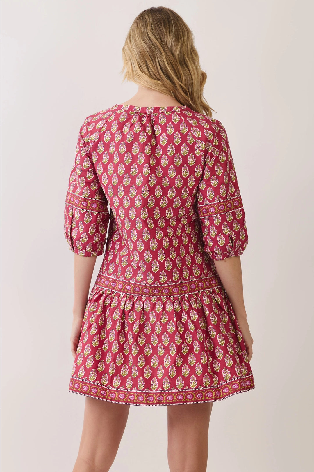 Border Print Drop Waist Mini Dress