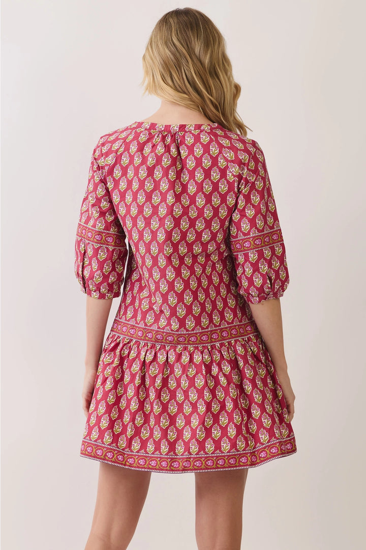 Border Print Drop Waist Mini Dress