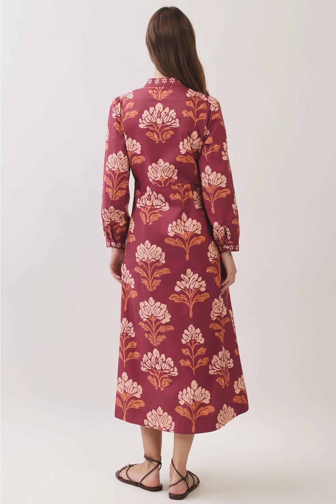 Floral Print Shirt Midi Dress