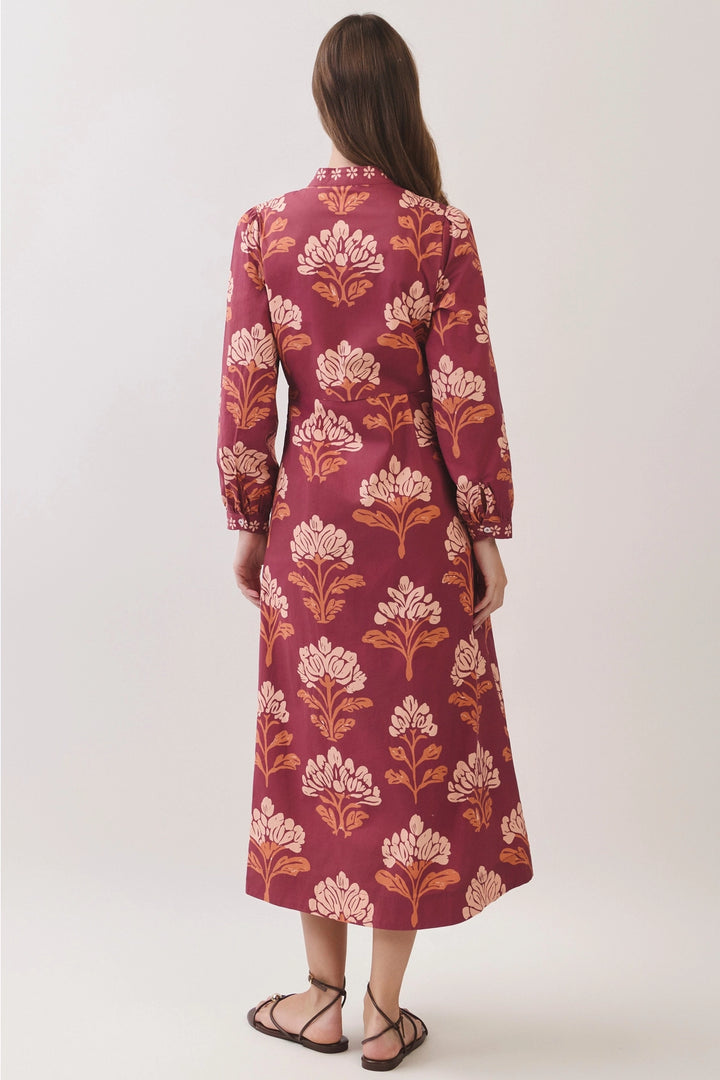 Floral Print Shirt Midi Dress