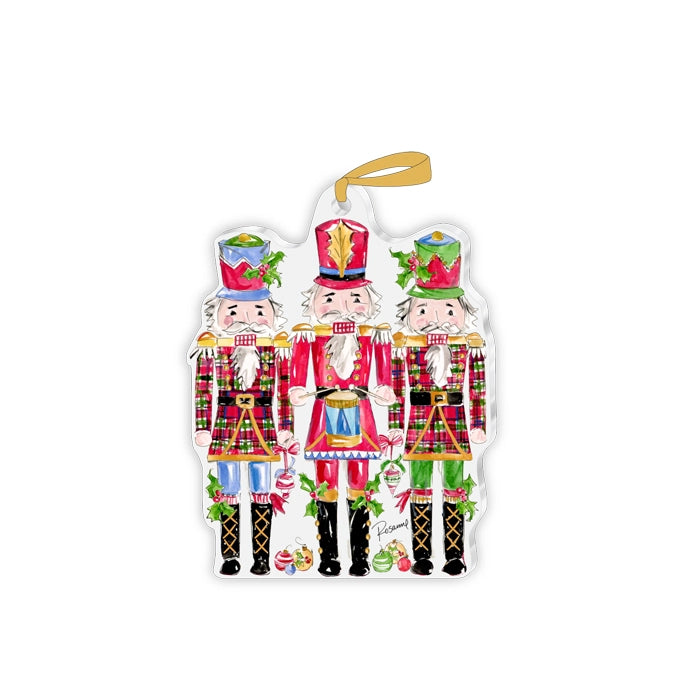 Red & Green Plaid Nutcracker Trio Holly Acrylic Ornament