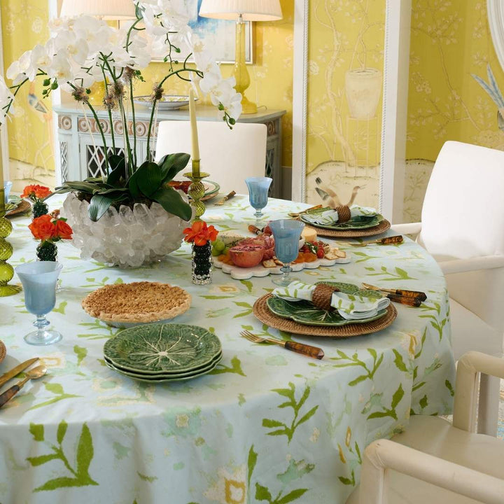 Round Tablecloth - Petal Garden Aqua