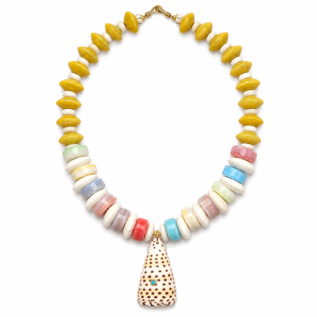 Candy Necklace with Gemstone Shell Necklace