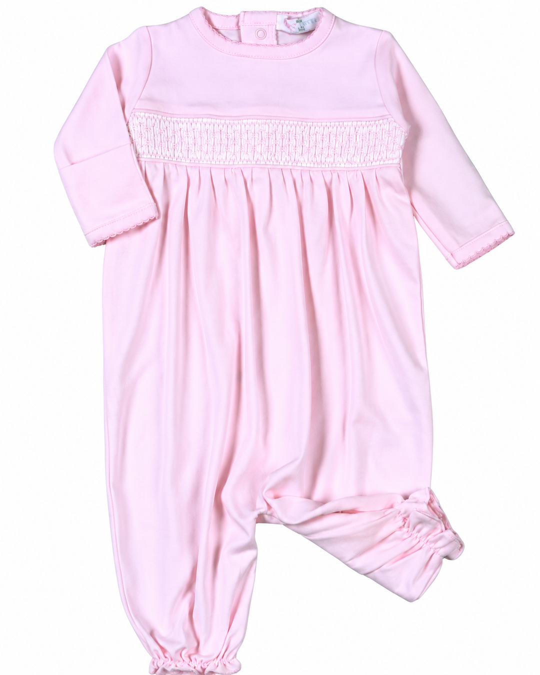 Pink Pima Hand Smocked Converter Gown
