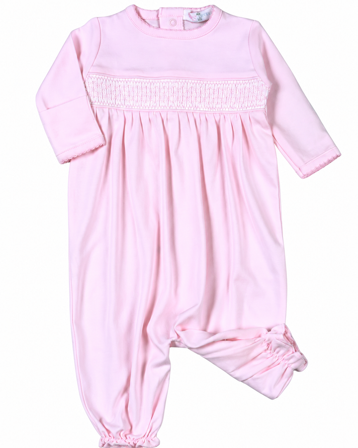 Pink Pima Hand Smocked Converter Gown