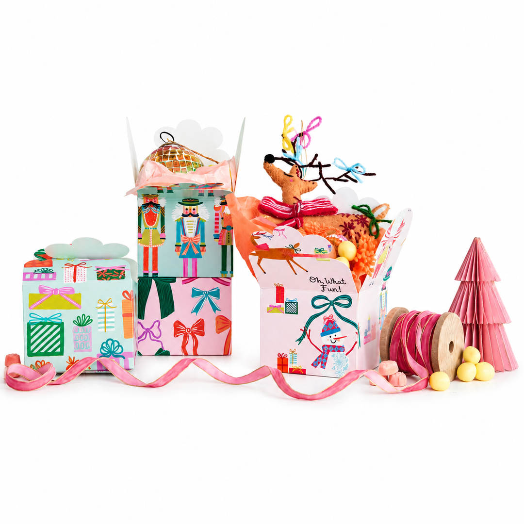 Interlocking Gift Box with Holiday Pattern