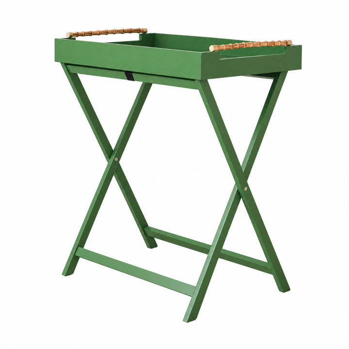 Folding Removable Tray Table w/ Bamboo Handles - Green