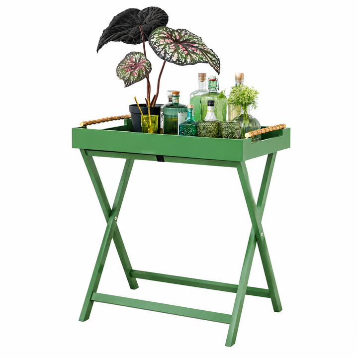 Folding Removable Tray Table w/ Bamboo Handles - Green