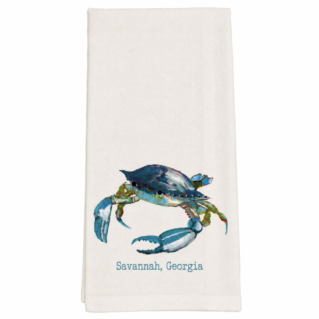 Dishtowel - Blue & Green Crab Savannah, GA