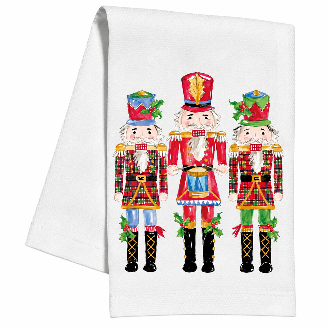 Nutcracker Trio Plaid & Red Kitchen Towel