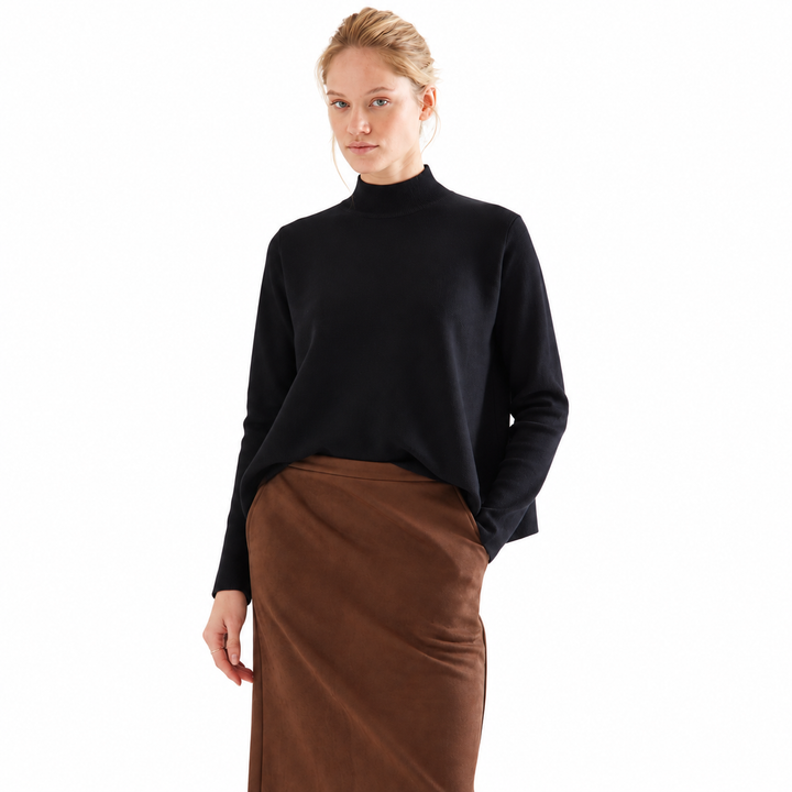Sutton Mock Neck Sweater - Black