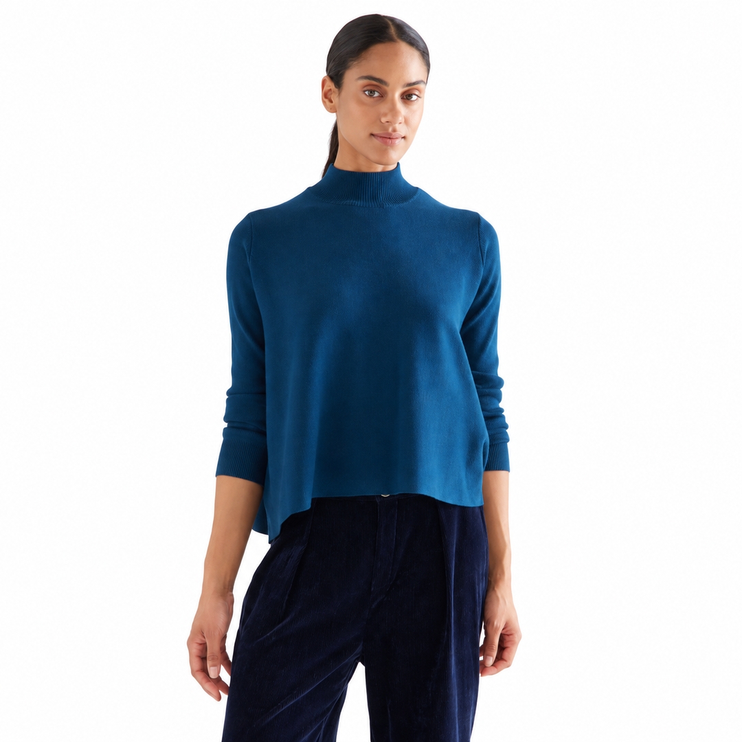 Sutton Mock Neck Sweater - Blue