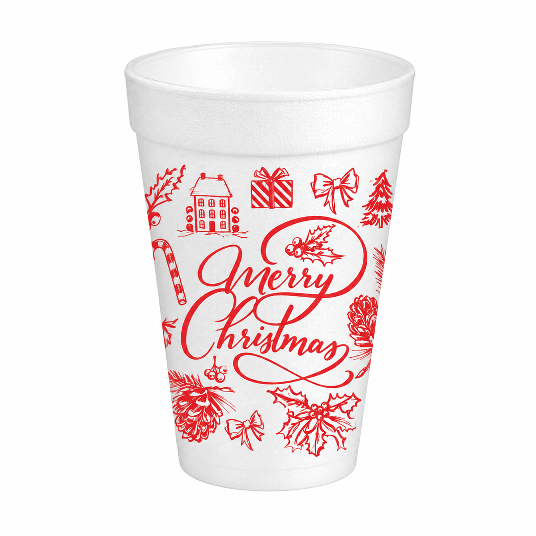 Red Merry Christmas Styrofoam Cups