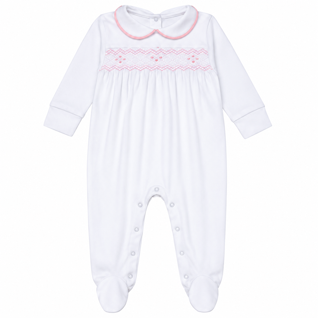 Nella Smocked Girl Footie - Pink