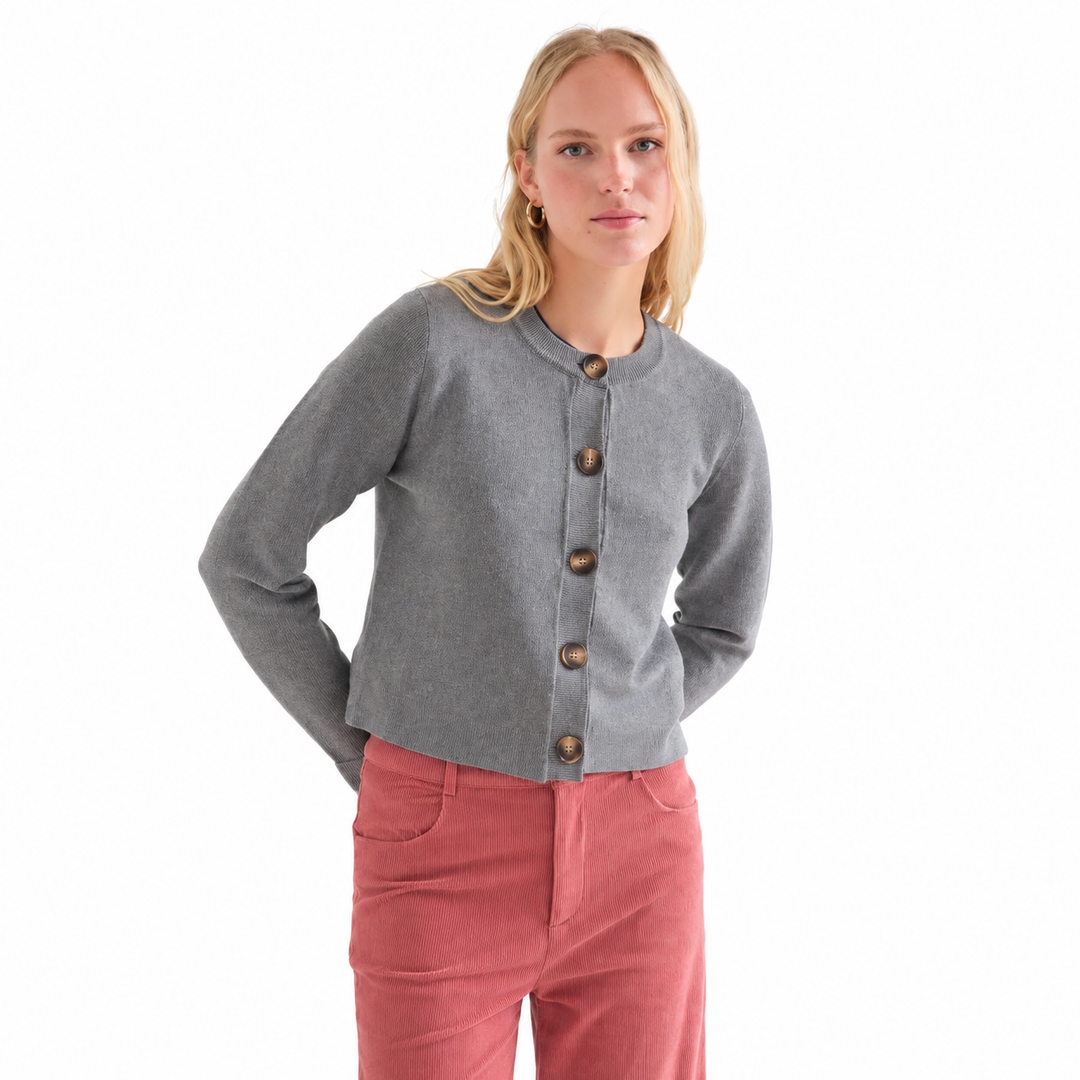 Classic Grey Button Cardigan