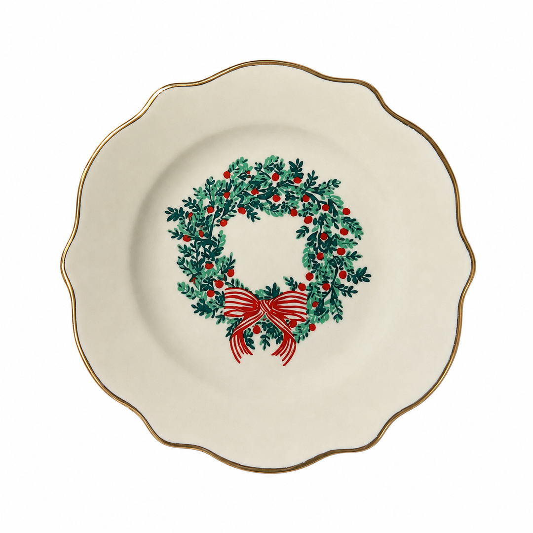 Die Cut Appetizer Plate Wreath & Ribbon
