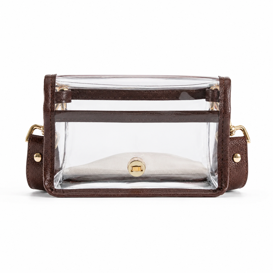 Petite Stadium Bag - Maroon Houndstooth with Gold Bamboo