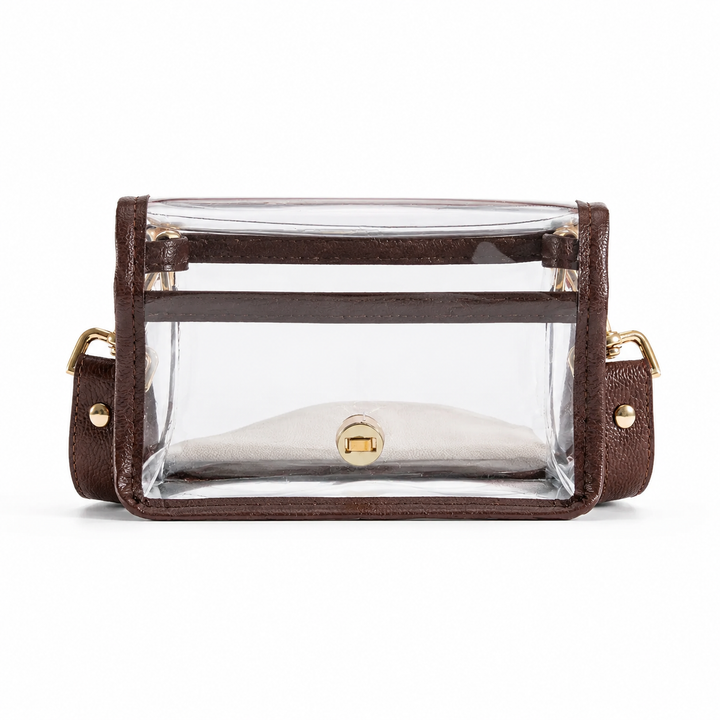 Petite Stadium Bag - Maroon Houndstooth with Gold Bamboo