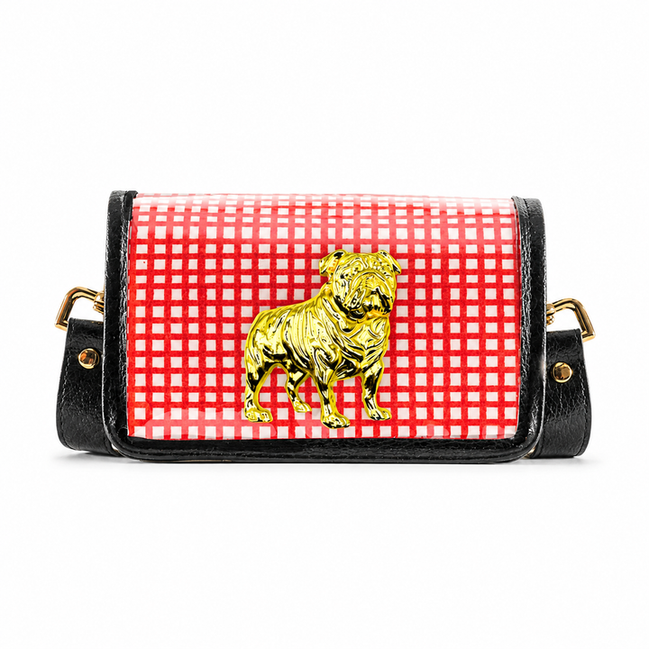 Petite Stadium Bag - Red Grid with Bulldog