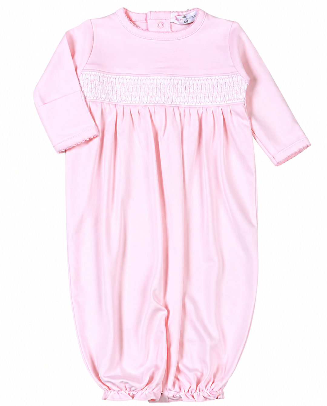 Pink Pima Hand Smocked Converter Gown