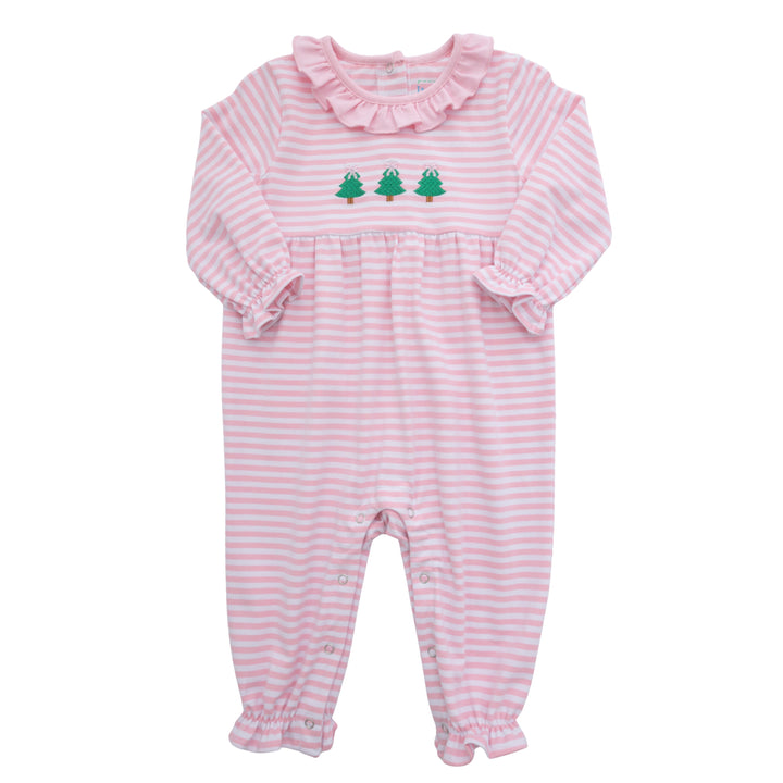 Long Sleeve Ruffle Romper - Christmas Tree