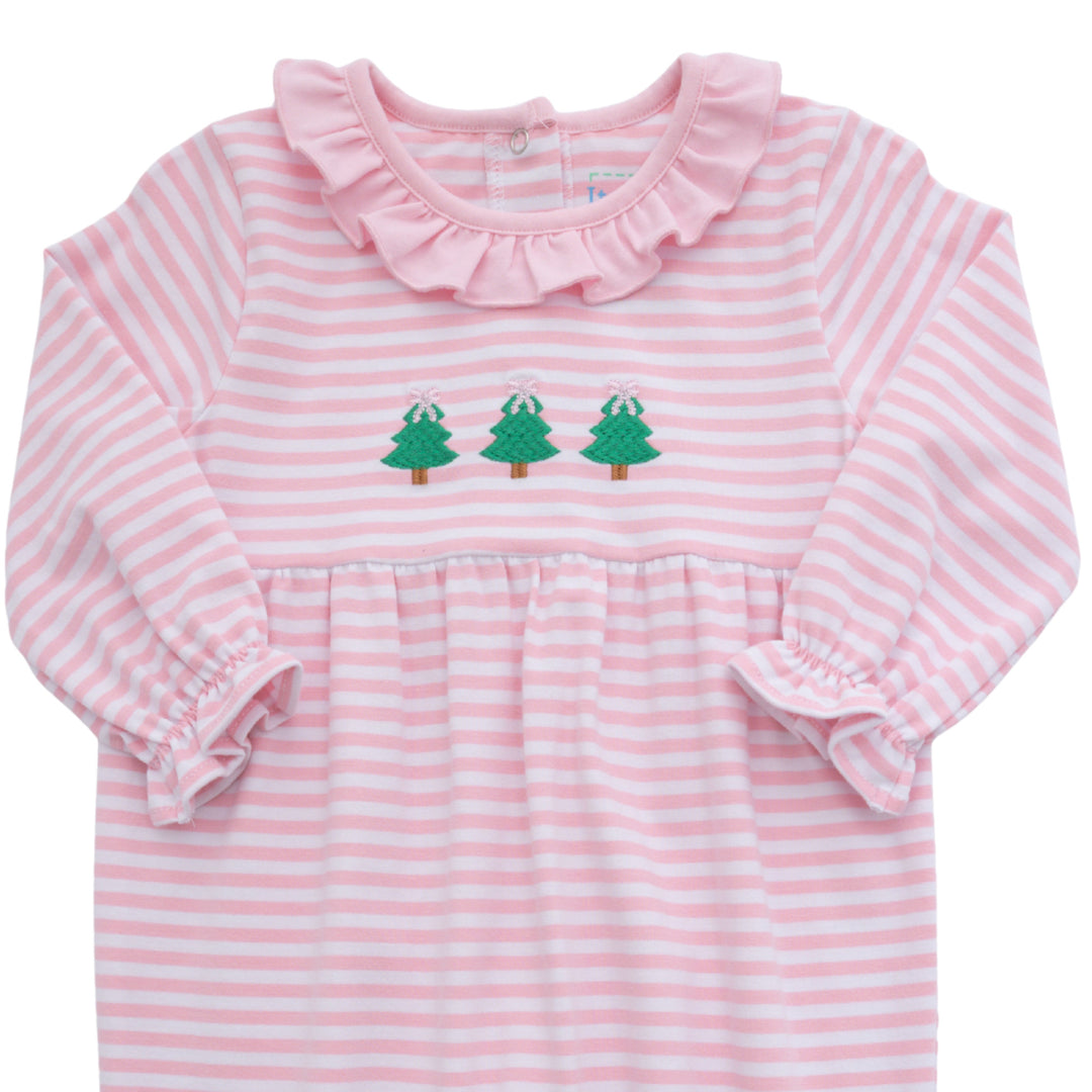 Long Sleeve Ruffle Romper - Christmas Tree