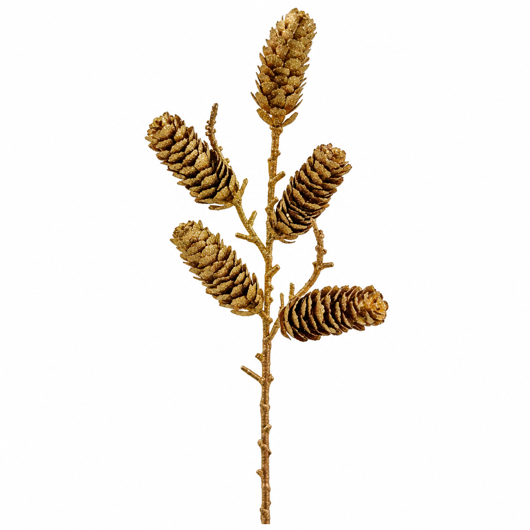 Branch With Fir Cones - Gold
