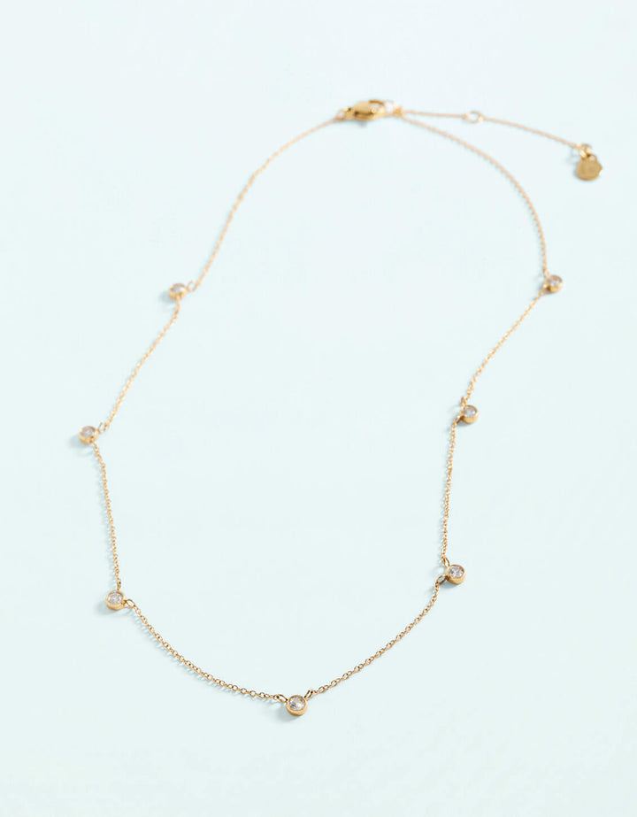 Lighthouse Station Necklace 16" Cubic Zirconia