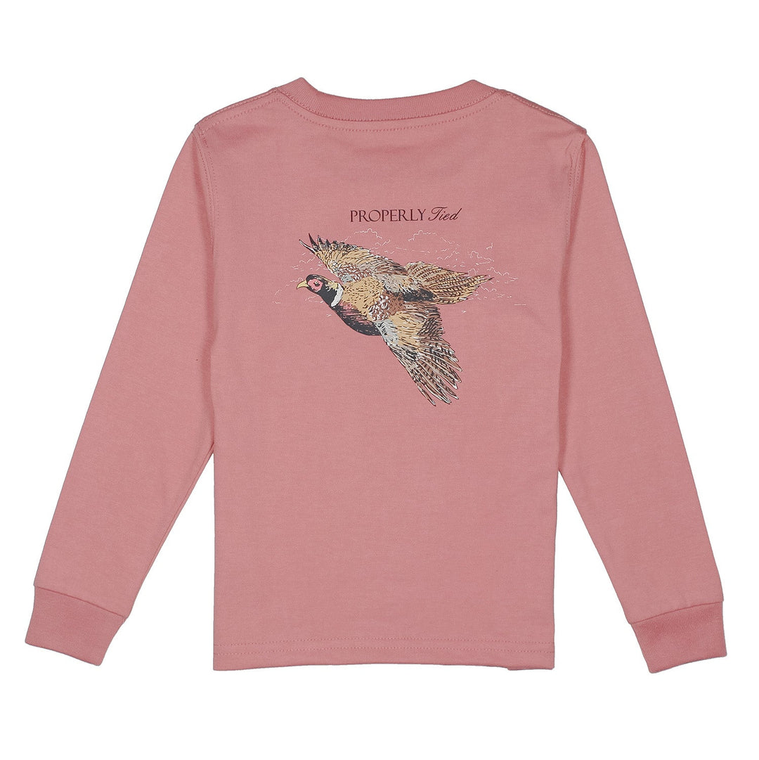Long Sleeve Tee - Pheasant Hunt on Salmon