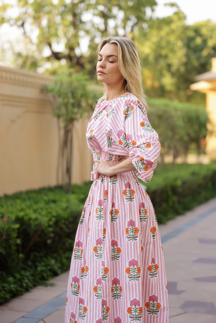 Newport Skirt - Pink Orange Flower