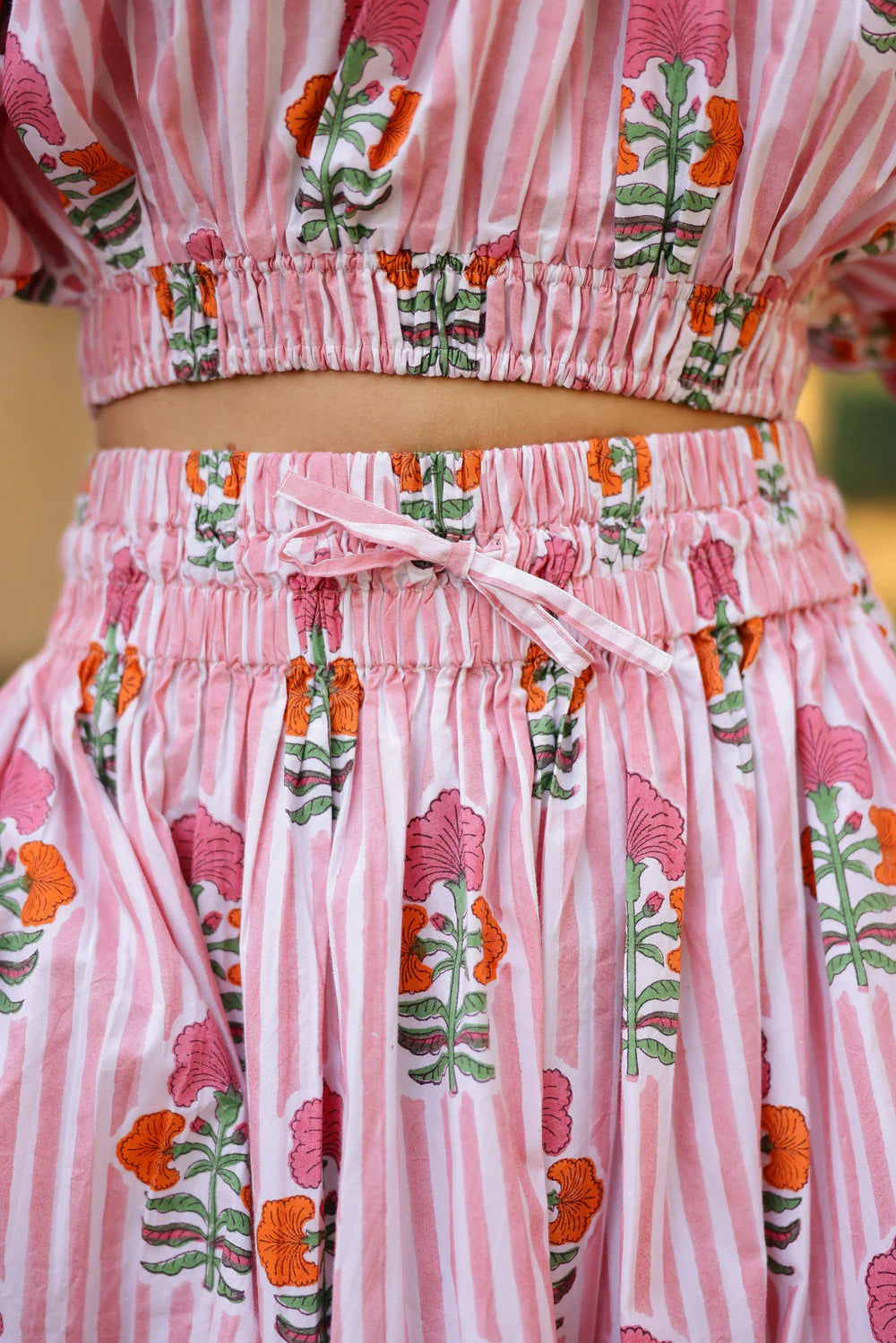 Newport Skirt - Pink Orange Flower