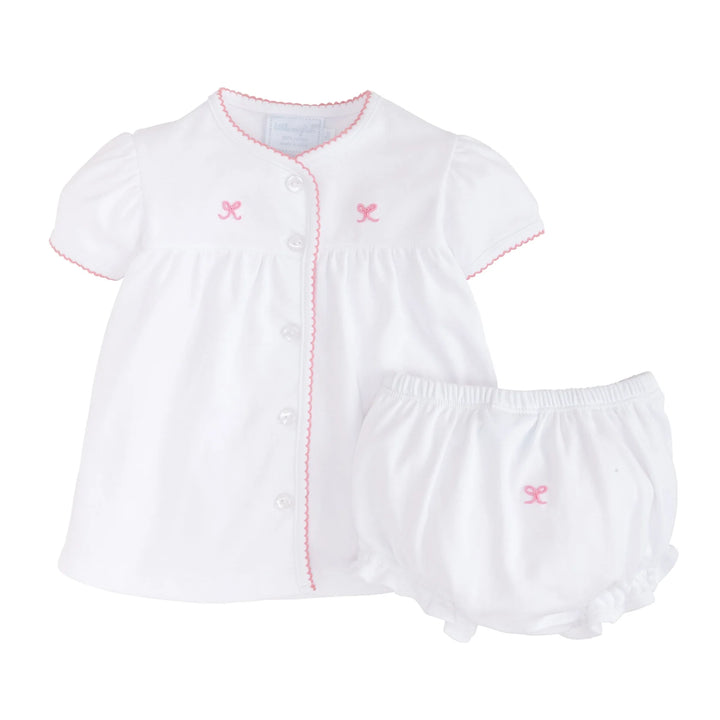 Pinpoint Layette Knit Set - Bow